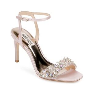 Badgley Mischka Pink Heels with Crystal Embellishments
